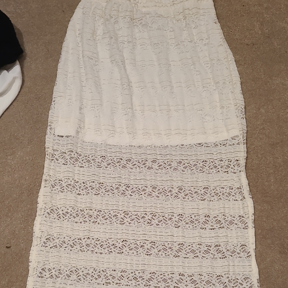 No Boundaries Lace Maxi Skirt in White